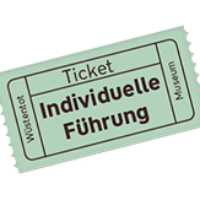 Buchen Sie hier Ihr Ticket für Ihren Besuch im Bausparmuseum Wüstenrot grafische Darstellung eines Besuchertickets mit der Aufschrift Individuelle Führung